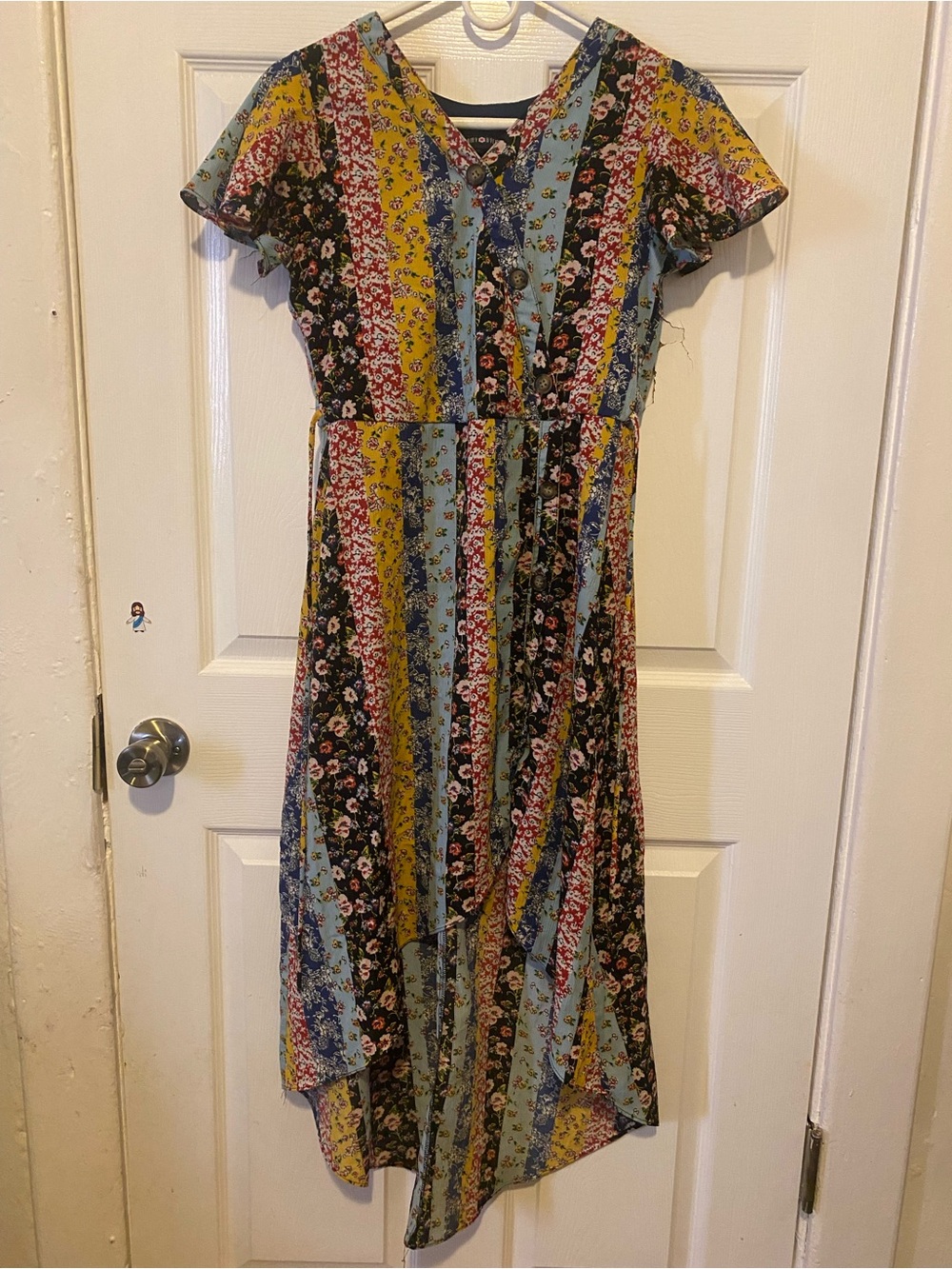 Amy Byer Multi-Color Floral High-Low V-Neck Dress
